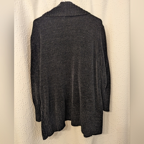 7 For All Mankind Open Cardigan In Black Velour Women's XL Soft Ribbed Sweater - Picture 2 of 6